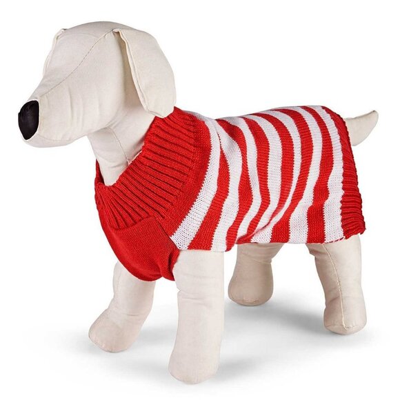 Pet Sweater Matching Family PJs Large Red White Strip Holiday - Picture 1 of 6